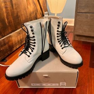 Leather combat boots